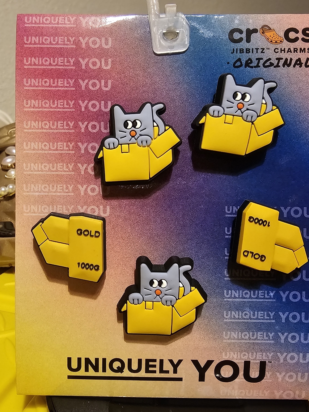 Purple Cat in Yellow Box Retired Crocs Jibbitz